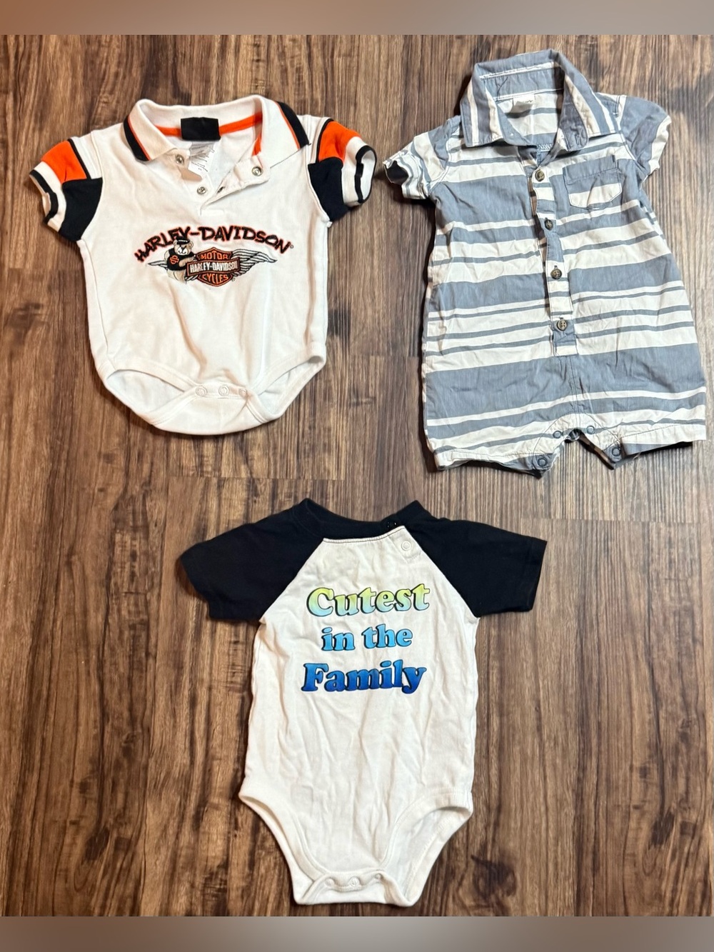12 Months Baby Boys Body Suit Romper Lot Harley-Davidson Carter’s Garanimals
